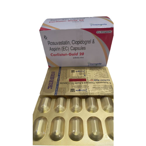 Rosuvastatin (likely 5mg/10mg/20mg) + Clopidogrel (75mg) + Aspirin (EC, 75mg/150mg) with excipients