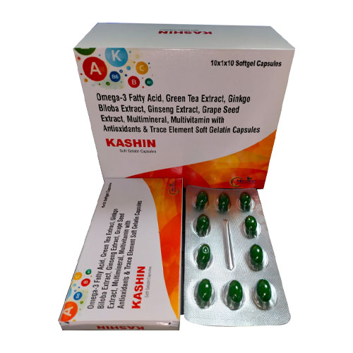 Omega-3 Fatty Acid + Gren Tea Extract + Ginkgo Biloba Extracts + Ginseng Extracts Softgel Capsules