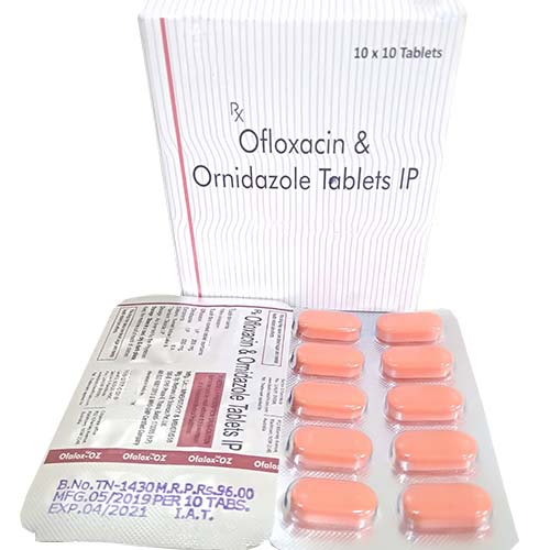 Ofloxacin 200mg + Orinidazole 500mg Tablets