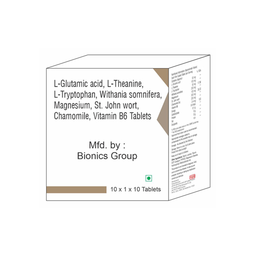 L-GLUTAMIC ACID+L-THEANINE+L-TRYPTOPHAN+WITHANIA SOMNIFERA+MAGNESIUM+ST. JOHN WORT+CHAMOMILE Tablets