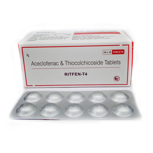 Aceclofenac 100 mg + Thiocolchiocoside 4 mg / 8mg Tablets (Film Coated)