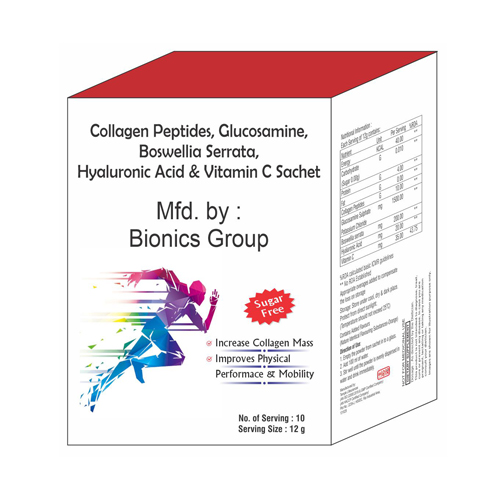 COLLAGEN PEPTIDES+GLUCOSAMINE+BOSWELLIA SERRATA+HYALURONIC ACID+VITAMIN C Sachet