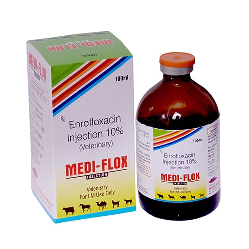 ENROFLOXACIN IP(200mg/ml)-100ml Liq. Injection(Vet.)