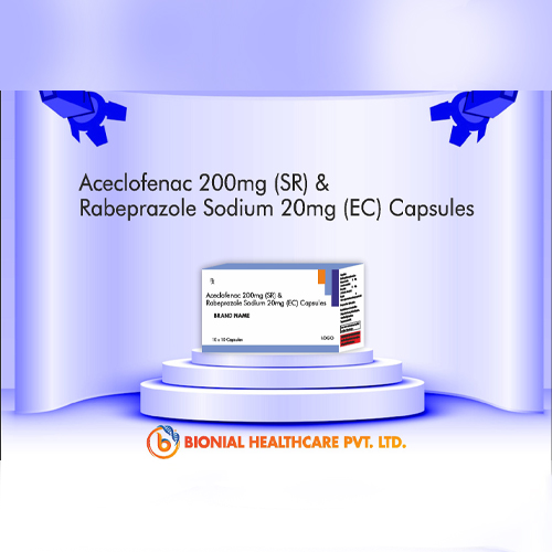 Aceclofenac SR 200mg + Rabeprazole Sodium 20mg IP Capsules