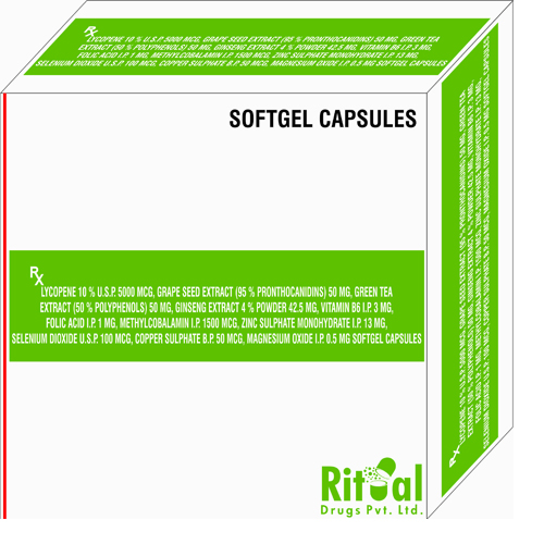 Lycopene 5000 mcg + Grape Seed Extract 50mg + Green Tea Extract 50mg + Ginseng Extract powder 42.5mg