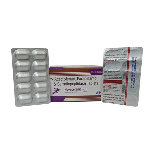 Aceclofenac IP 100 mg + Paracetamol IP 325 mg + Serratiopeptidase IP 15 mg Tablets