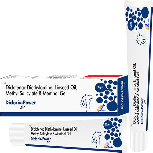 Diclofenac 1%+ Linseed oil 3%+ Methyl salicylate 10%+ Menthol 0.5% Gel