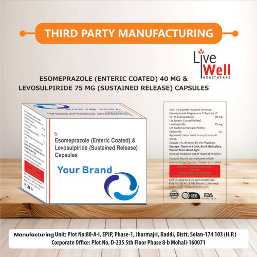 Esomeprazole (Enteric Coated) 40mg + Levosulpiride (Sustained Release) 75mg Capsules
