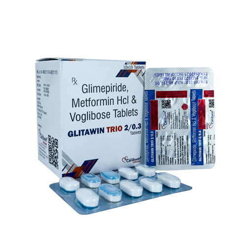 Glimepiride 2.0 Mg + Voglibose 0.3 Mg +  Metformin HCL I.P. 500 Mg (S.R.) Bi -  Layered Tablets