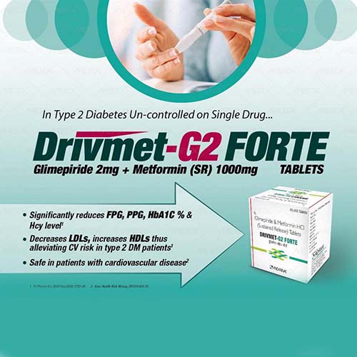 antiGlimepiride IP 2 mg +Metformin HCL (in Sustained Release form) IP  1gm Tablets