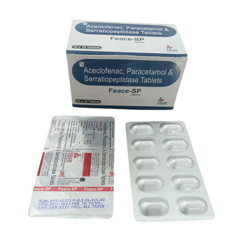 Aceclofenac 100mg + Paracetamol 325mg + Serratiopeptidase 15mg Tablets