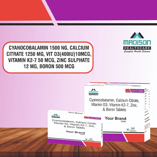 Cyanocobalamin 1500Mg + Calcium Citrate 1250mg Vitamin D3 Tablets