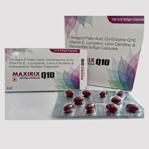 Omega-3 Fatty Acid+Co-enzyme Q10+Vitamin E+ Lycopene+Levo-Carnitine+Astaxanthin Softgel Capsules