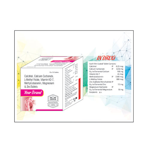 Calcitriol+Calcium Carbonate+L-Methyl Folate+Vitamin K2-7+Methylcobalamin+Magnesium+Zinc Tablets