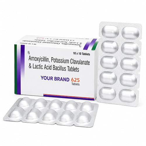 Amoxycillin 500 mg +Potassium Clavulanate 125 mg and Lactic Acid Bacillus 60 million spores Tablets
