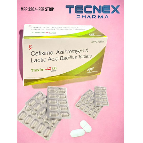 Cefixime trihydrate 200mg + Azithromycin 250mg + LB Anhydrous 500mg Tablets
