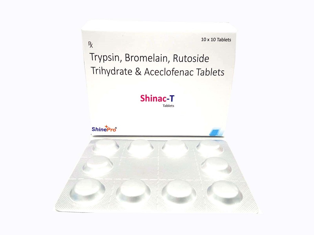 Trypsin 48mg Bromelain 90mg  Rutoside Trihydrate  Acelofenac 100 mg