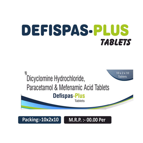 Dicyclomine hcl 10mg + Paracetamol 325mg + Mefenamic Tablets