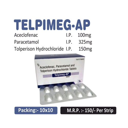 Tolperisone HCl 150mg + Aceclofenac 50 mg + Paracetamol 375mg Tablets