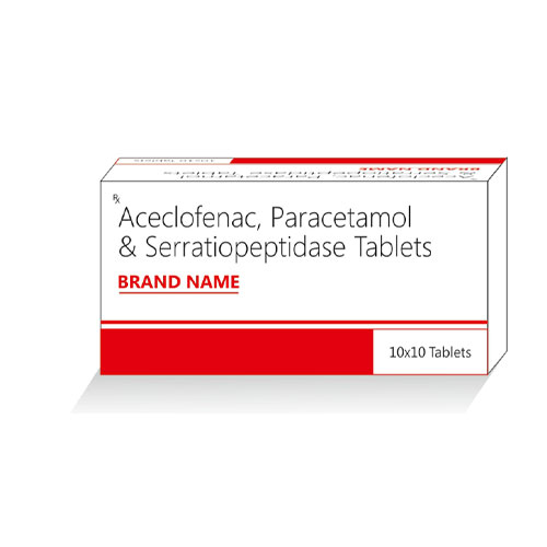 Aceclofenac 100mg + Paracetamol 325mg + Serratiopeptidase 15mg Tablets