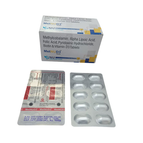Methylcobalamin + Alpha Lipoic Acid + Folic Acid + Pyridoxine HCl + Biotin + Vitamin D3 with excipie