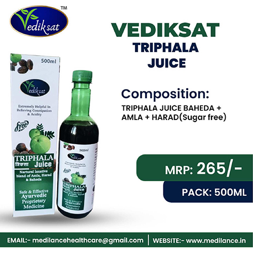 VEDIKSAT-TRIPHALA JUICE BAHEDA + AMLA + HARAD Herbal Juice SUGAR FREE