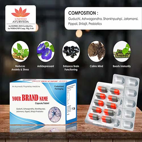 Guduchi + Ashwagandha +Shankhpushpi + Jatamansi + Pippali + shilajit + Probiotics